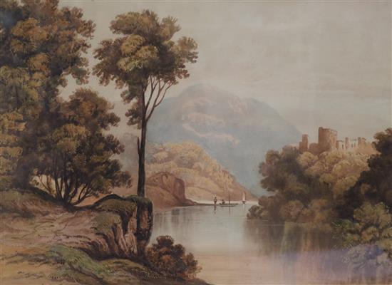 Victorian School, watercolour, river landscape, 33 x 47cm